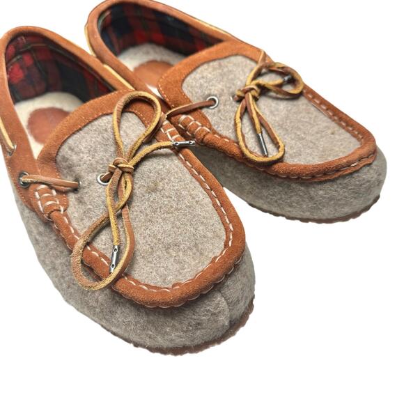 Lands’ End | Men | Wool Felt Suede Leather Brown Cozy Moccasin Slippers | 10 D main image 4